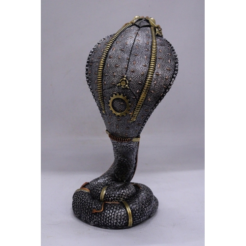 245 - A STEAMPUNK STYLE COBRA, HEIGHT 32CM