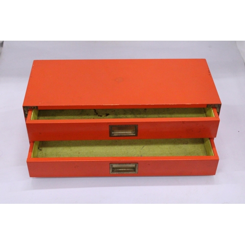 246 - A SET OF MILITARY STYLE DRAWERS, WIDTH 35CM, HEIGHT 11CM, DEPTH 15CM