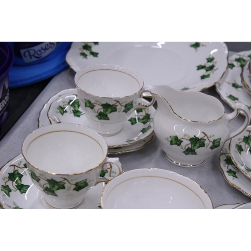 269 - A COLCLOUGH, IVY LEAF PATTERNED TEASET TO INCLUDE CAKE PLATES, A SUGAR BOWL, CREAM JUG, CUPS, SAUCER... 