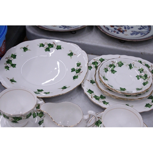 269 - A COLCLOUGH, IVY LEAF PATTERNED TEASET TO INCLUDE CAKE PLATES, A SUGAR BOWL, CREAM JUG, CUPS, SAUCER... 