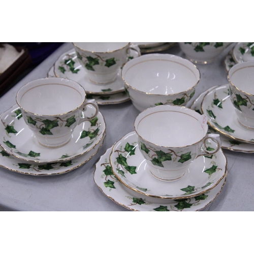 269 - A COLCLOUGH, IVY LEAF PATTERNED TEASET TO INCLUDE CAKE PLATES, A SUGAR BOWL, CREAM JUG, CUPS, SAUCER... 