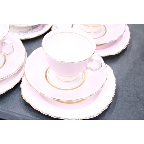 277 - A QUANTITY OF TEAWARE TO INCLUDE GAINSBOROUGH CAKE PLATE, SUGAR BOWL, CUPS, SAUCERS AND SIDE PLATES