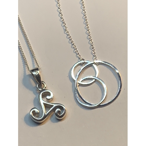 582 - FOUR MARKED SILVER NECKLACES TO INCLUDE A ROSE GOLD AND A YELLOW GOLD PLATED