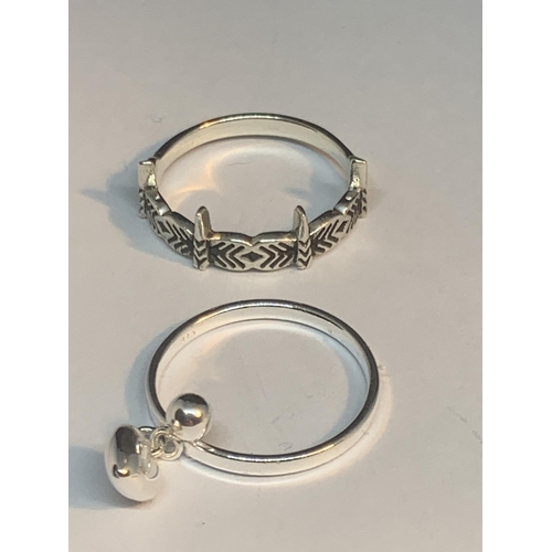 614 - FOUR MARKED SILVER RINGS TO INCLUDE A GOLD PLATED