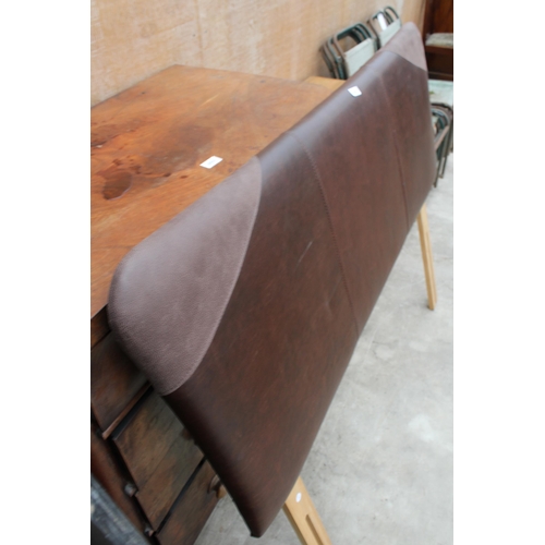 3063 - A 5' LEATHER DIVAN HEADBOARD