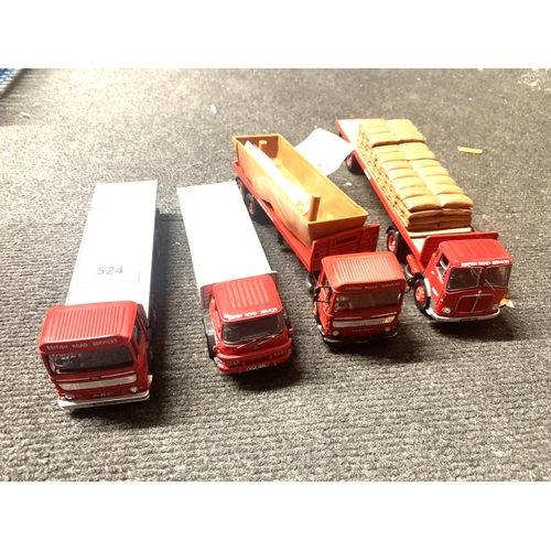 524 - EIGHT CORGI, BRITISH ROAD SERVICES LTD TRUCKS, SOME WITH LOADS