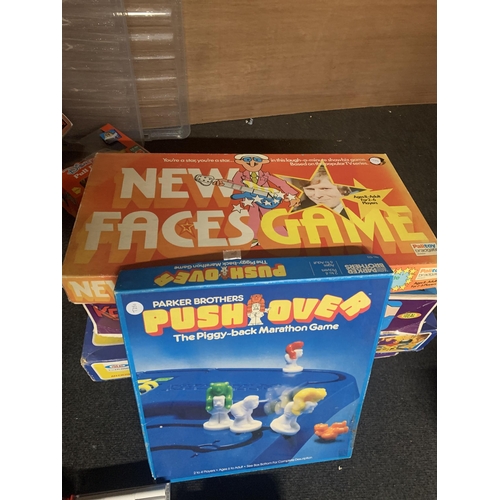 531 - NINE BOXED GAMES AND TODDLER TOYS TO INCLUDE KER PLUNK, DISNEY PULL BUS, ETC