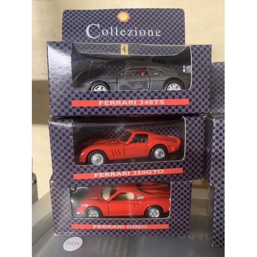 533 - NINE SHELL COLLEZIONE MODELS OF FERRARI CARS - ALL AS NEW IN BOXES