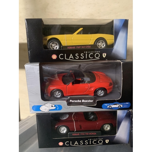 536 - NINE DIE-CAST CARS TO INCLUDE SEVEN FERRARIS, AN ALFA ROMEO RALLY CAR AND A PORSCHE BOXSTER - ALL NE... 