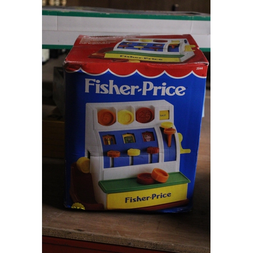 570 - SIX PRE-SCHOOL CHILDREN'S TOYS TO INCLUDE FISHER PRICE CASH REGISTER, SESAME STREET, BIG BIRD'S WIND... 