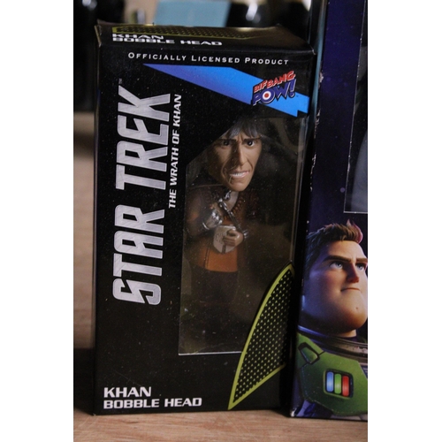 573 - A DISNEY-PIXAR BUZZ LIGHTYEAR, BOXED, A STAR TREK 'THE WRATH OF KHAN' BOBBLE HEAD, BOXED AND A QUANT... 