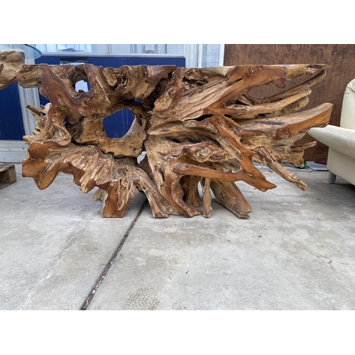 3053 - A TEAK ROOT SIDE TABLE BASE, 62