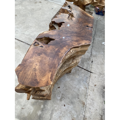 3053 - A TEAK ROOT SIDE TABLE BASE, 62