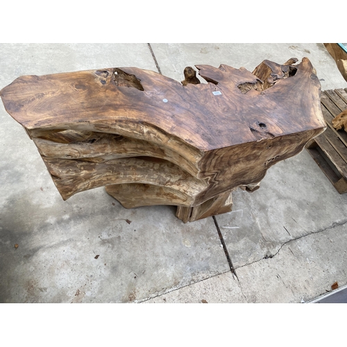 3053 - A TEAK ROOT SIDE TABLE BASE, 62