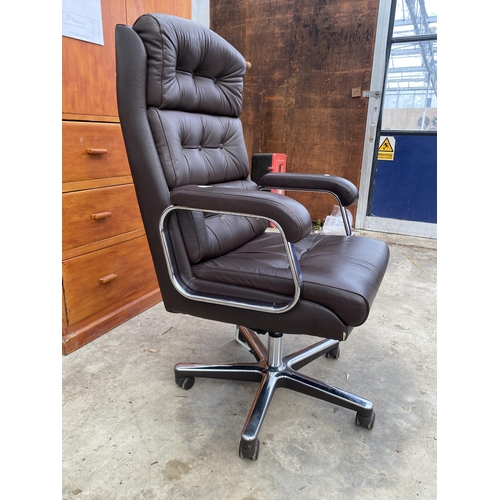 3057 - A FAUX LEATHER SWIVEL DESK CHAIR