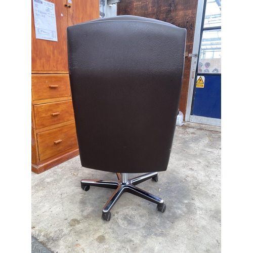 3057 - A FAUX LEATHER SWIVEL DESK CHAIR