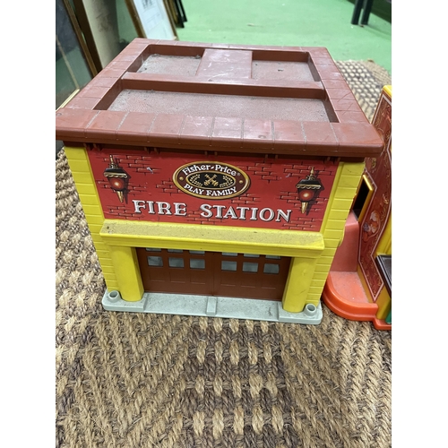 487A - THREE PRE-SCHOOL CHILDREN'S TOYS TO INCLUDE A FIRE STATION, CASH REGISTER AND TYPEWRITER