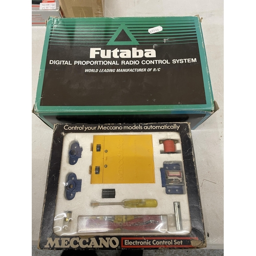 589 - A MECCANO ELECTRIC CONTROL SET AND A FUTABA DIGITAL PROPORTIONAL RADIO CONTROL SYSTEM