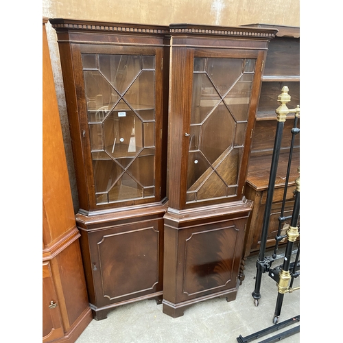 3076 - TWO MAHOGANY CORNER CUPBOARDS