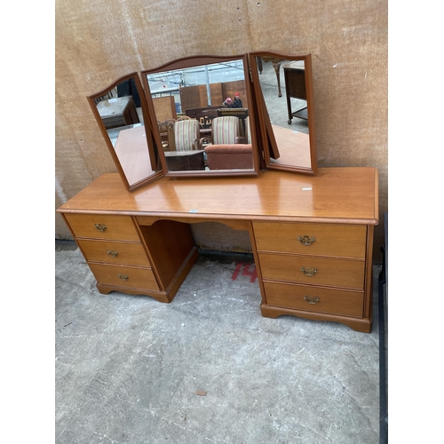 3079 - A STAG TWIN-PEDESTAL DRESSING TABLE - 63