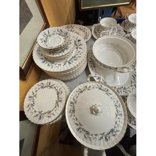 59 - A LARGE QUANTITY OF ROYAL ALBERT BRIGADOON WARE TO INCLUDE SERVING DISHES, MEAT PLATTER, DINNER PLAT... 