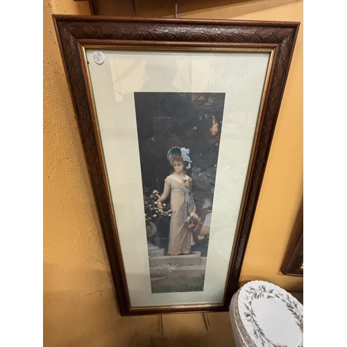 62 - FOUR FRAMED RECTANGULAR PRINTS OF LADIES - THE FOUR SEASONS