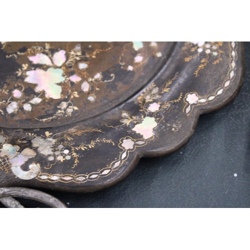 151 - TWO VINTAGE TRAYS WITH MOTHER OF PEARL INLAY