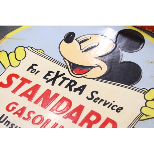 210 - AN ENAMEL SIGN 'STANDARD GASOLINE' WITH MICKEY MOUSE, DIAMETER 31CM