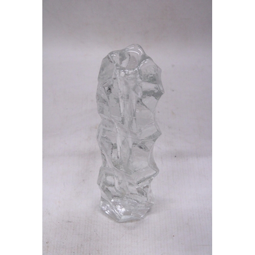 221 - A JOSKA CRYSTAL ICE GLASS BLOCK VASE