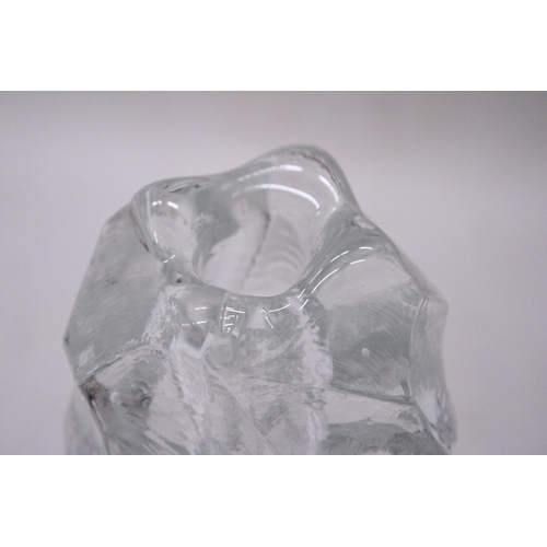 221 - A JOSKA CRYSTAL ICE GLASS BLOCK VASE