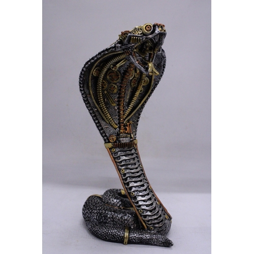 245 - A STEAMPUNK STYLE COBRA, HEIGHT 32CM