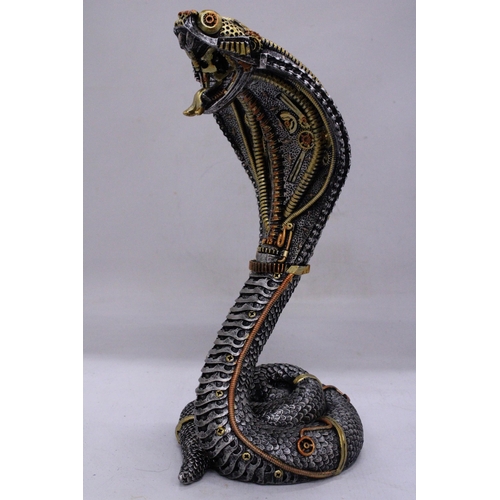 245 - A STEAMPUNK STYLE COBRA, HEIGHT 32CM