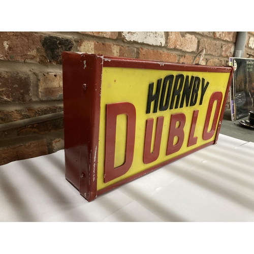 301 - A HORNBY DUBLO ILLUMINATED SIGN, HEIGHT 26CM, WIDTH 52CM, DEPTH 11CM