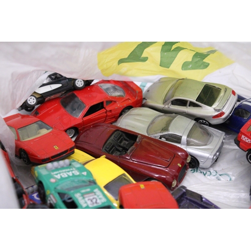 363 - TWENTY SEVEN DIE-CAST SPORTS CARS TO INCLUDE FERRARI, PORSCHE, ETC