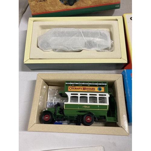 467 - FOUR CORGI MODELS OF VINTAGE COACHES TO INCLUDE A LIMITED EDITION BEDFORD OB COACH, HOWARD'S TOURS, ... 