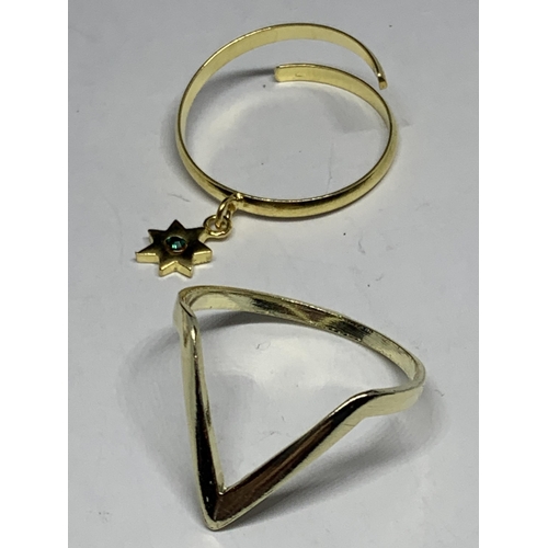 680 - FOUR MARKED SILVER GOLD PLATED RINGS