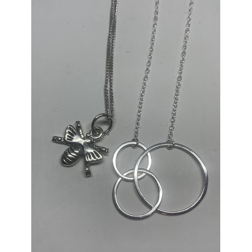 735 - FOUR MARKED SILVER NECKLACES WITH PENDANTS