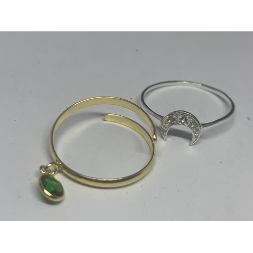 737 - FOUR MARKED SILVER RINGS TO INCLUDE A GOLD PLATED