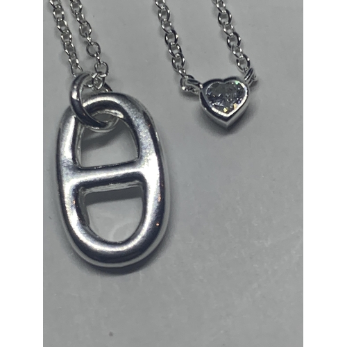 748 - FOUR MARKED SILVER NECKLACES WITH PENDANTS