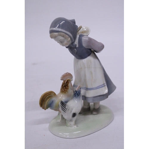 833 - TWO LLADRO STYLE PORCELAIN FIGURES OF GIRLS WITH DUCKS AND CHICKENS