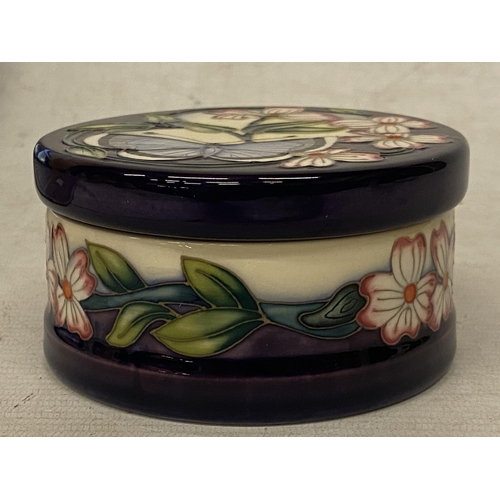 858 - A MOORCROFT BLUE GUARDIANS LIDDED POT