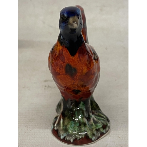 874 - AN ANITA HARRIS SMALL PHEASANT SIGNED IN GOLD