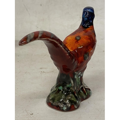 874 - AN ANITA HARRIS SMALL PHEASANT SIGNED IN GOLD