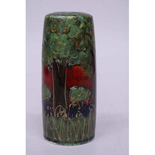 879 - AN ANITA HARRIS BLUEBELL WOOD VASE SIGNED IN GOLD