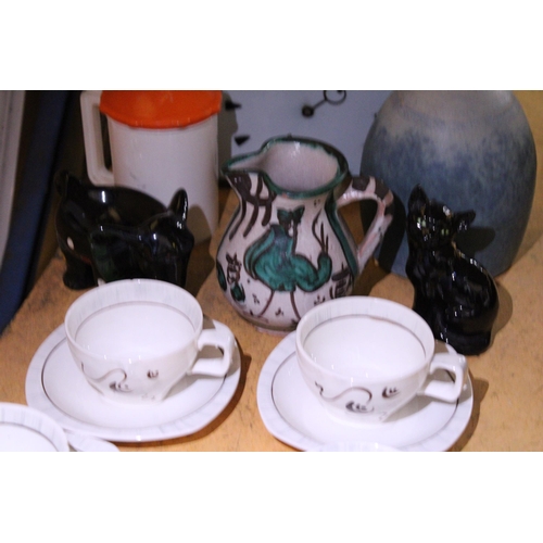 940 - A QUANTITY OF MID CENTURY ITEMS TO INCLUDE FOUR MIDWINTER CUPS AND SAUCERS, A CRUET SET, PLATES, A R... 