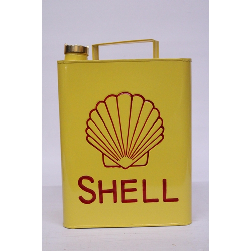 974 - A YELLOW SHELL PETROL CAN