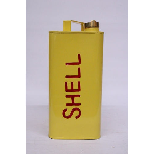 974 - A YELLOW SHELL PETROL CAN