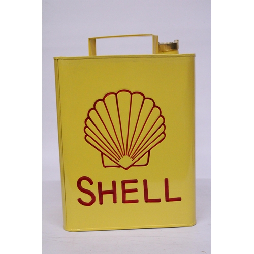 974 - A YELLOW SHELL PETROL CAN