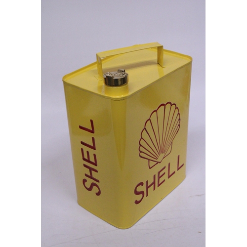 974 - A YELLOW SHELL PETROL CAN