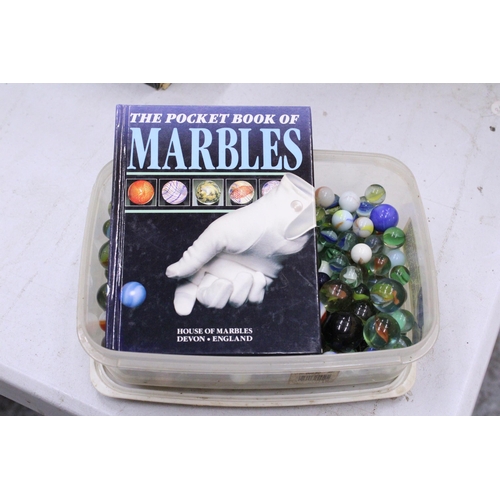 1030 - A COLLECTION OF MARBLES TO INCLUDE DOBBERS AND THE POCKET BOOK OF MARBLES